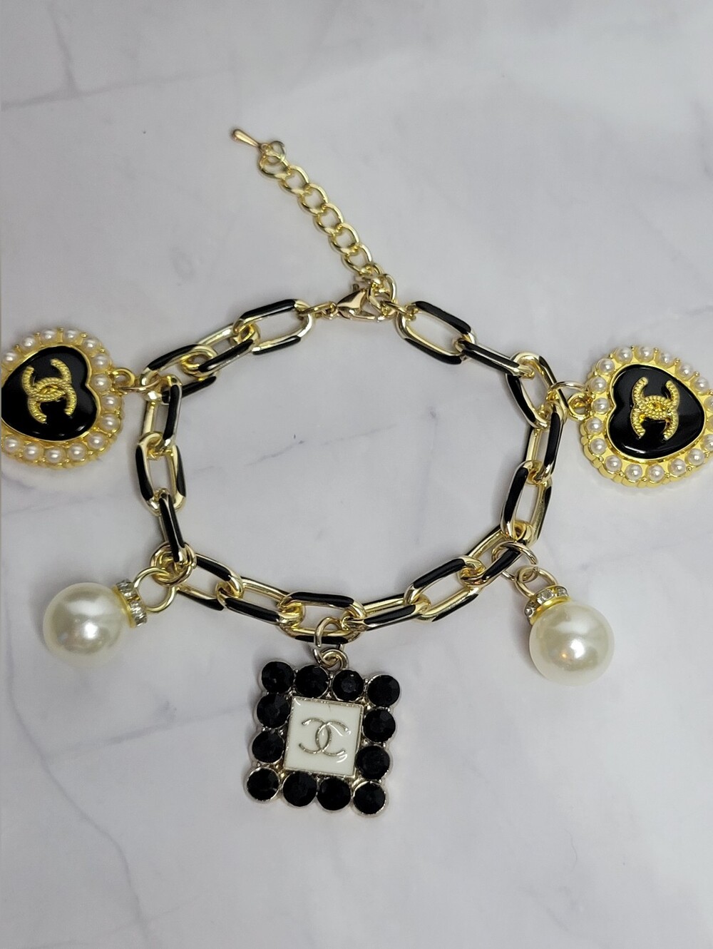 Multi Charm Chanel Zip Pulls, Custom Sized, Toggle Bracelet